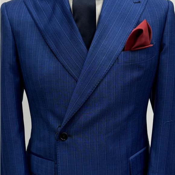 Blue pinstripe 100% super 150 Cerruti 1881 one button double breasted wool suit - Picture 2 of 3